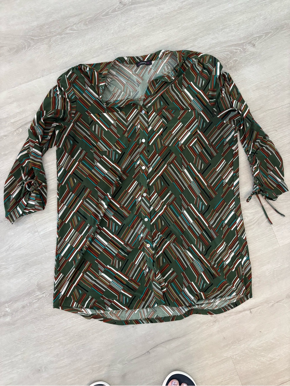 Cocomo Olive Green Geometric Button-Down Shirt